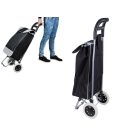 Fekete-szürke összehajtható kerekes bevásárlótáska