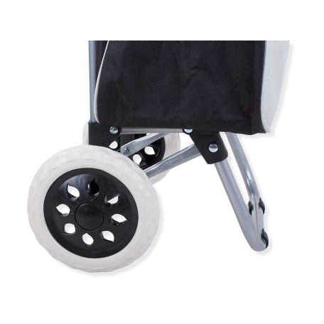 Fekete-szürke összehajtható kerekes bevásárlótáska