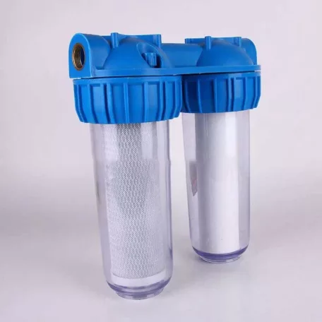 Dupla vízszűrő mosható szűrőbetétekkel, 3/4"