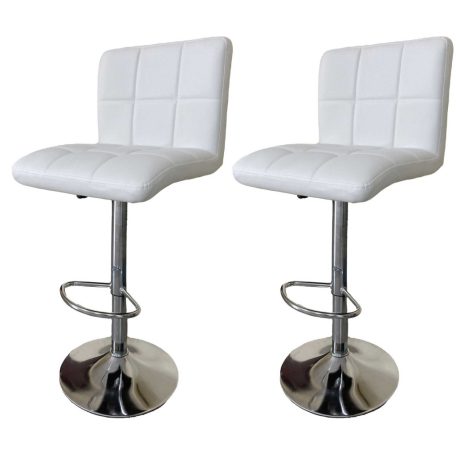 2 darab stílusos állítható magasságú fehér New York bárszék