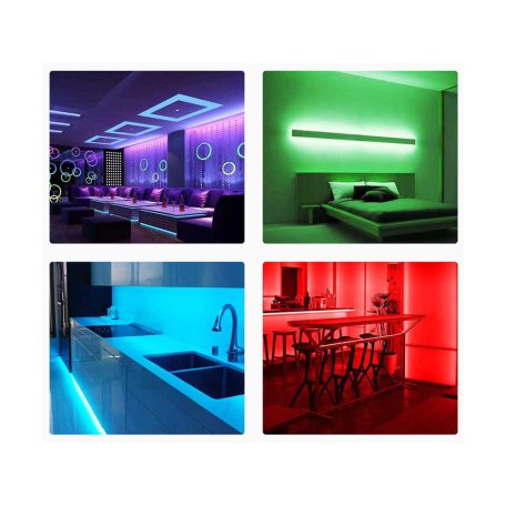 10 méteres 12V-os WiFi-s, telefonról irányítható RGB LED szalag adapterrel (SMD 5050 LED)