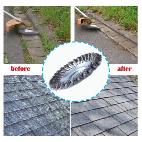 Térkő tisztító, gyomeltávolító kefe fűkaszához - 8"