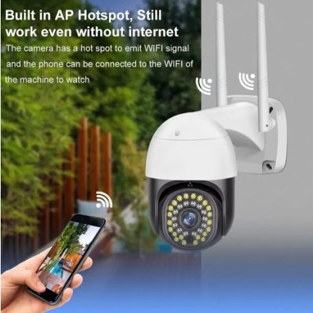 Kültéri Wi-Fi-s vízálló biztonsági kamera automatikus mozgáskövetéssel