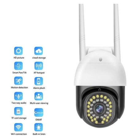 Kültéri Wi-Fi-s vízálló biztonsági kamera automatikus mozgáskövetéssel