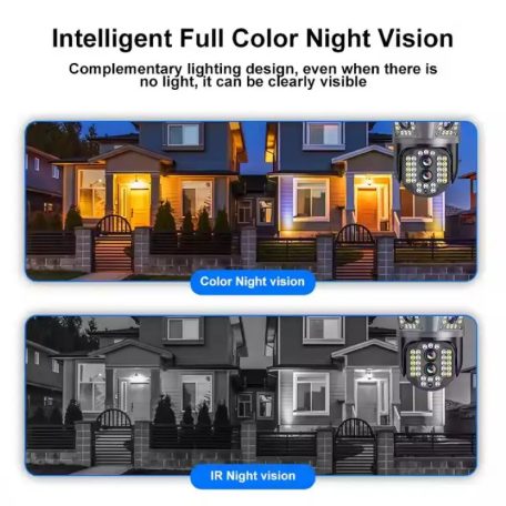 Professzionális biztonsági kamera (Wi-Fi), három lencsével, éjjellátó funkcióval, 10x zoom, mozgásérzékelés, ingyenes alkalmazás