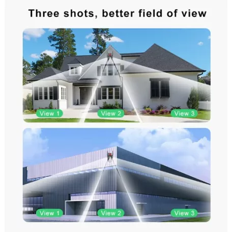 Professzionális 12 MP-es biztonsági kamera (Wi-Fi), három lencsével, éjjellátó funkcióval, 10x zoom, mozgásérzékelés, ingyenes alkalmazás
