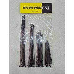   100 db kábelkötegelő 25 x 250 mm, 25 x 200 mm, 25 x 150 mm, 25 x 100 mm - fekete