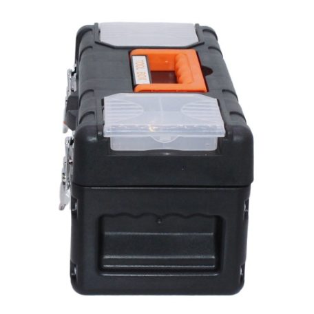 XXXL 36,5 cm x 18,5 cm x 14 cm rendkívül tartós és strapabíró műanyag szerszámosláda vas betétekkel