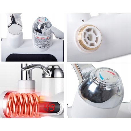 LED kijelzős falra szerelhető átfolyós vízmelegítő csap zuhanyfejjel - 3000W