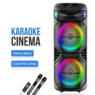 Nagy méretű hordozható party hangfal 2 mikrofonnal és fényekkel - 1000 W PMPO