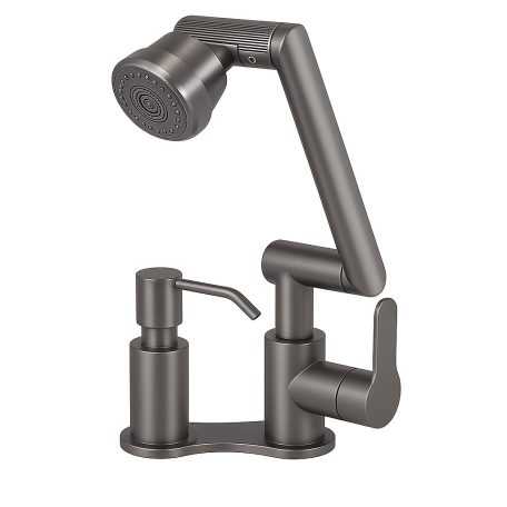 Egykaros állítható csaptelep mosogatószer adagolóval - matt