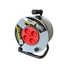   20 méteres hosszabbító kábel fém dobbal 4 aljzattal, 2x2,5mm