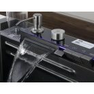 Detroit elegáns rozsdamentes acél multifunkcionális konyhai mosogató dupla csappal, pohármosóval, LED kijelzővel, vágódeszkával - 75 cm x 45 cm