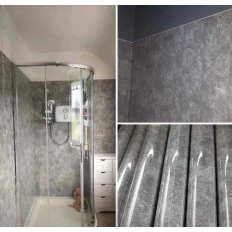 3 m x 60 cm-es öntapadós PVC fali paneltekercs szürke márvány mintával