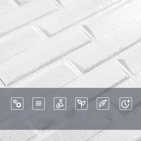 Chicago fehér téglás 3D fali panel (70x77cm) - öntapadós