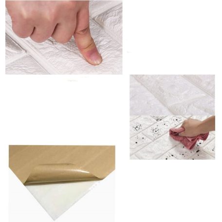 Seattle bézs-fehér négyzetes 3D fali panel (67×67 cm) – öntapadós