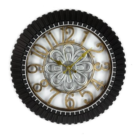 45 cm-es stílusos kör alakú fali óra jól látható számlappal - fekete, arany, ezüst színekben