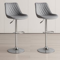   2 darab stílusos állítható magasságú szürke Dallas bárszék króm lábbal