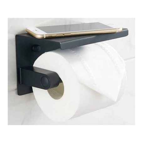 WC-papír tartó telefontartóval fekete színben