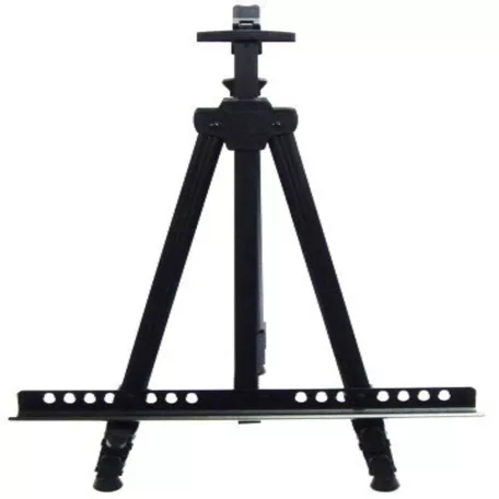 Összecsukható, állítható fém festőállvány fekete színben - 52-150 cm