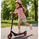 Összecsukható roller piros-fekete színben - állítható magasság, hátsó kerékfékrendszer, szilikon kerekek