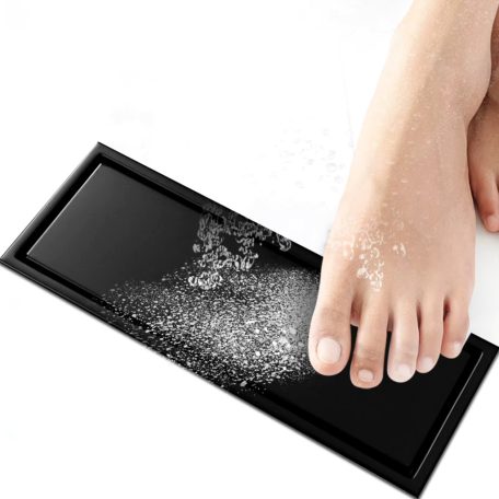 50 cm-es rozsdamentes acél padlólefolyó - matt fekete