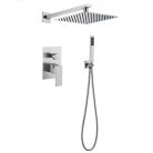 Négyzet alakú elegáns három részes beépíthető zuhanyszett - króm színben - prémium edition