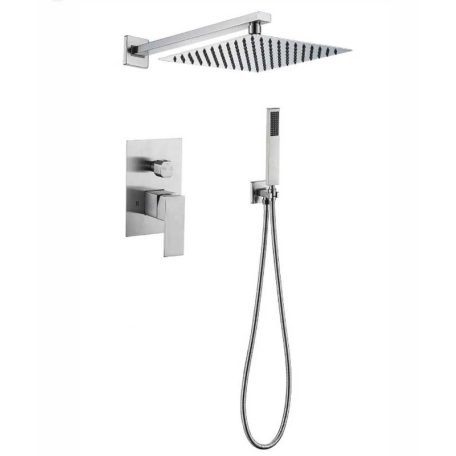 Négyzet alakú elegáns három részes beépíthető zuhanyszett - króm színben - prémium edition