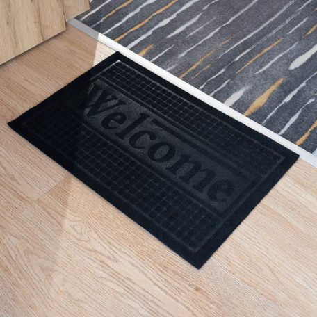 60 cm x 40 cm-es fekete lábtörlő Welcome felirattal