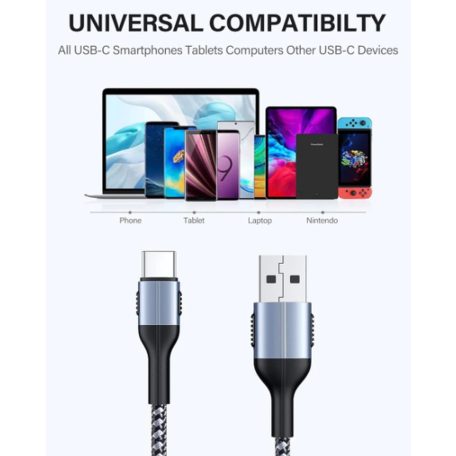 USB C töltőkábel (USB-A -> USB-C kábel) - 2 méter - 8A