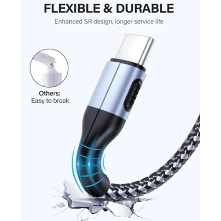 USB C töltőkábel (USB-A -> USB-C kábel) - 2 méter - 8A