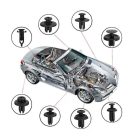 620 db-os autókapcsos készlet, műanyag, univerzális, 16 különböző modell, fekete