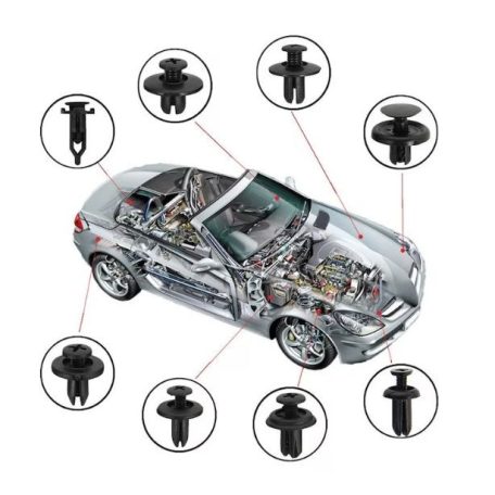 620 db-os autókapcsos készlet, műanyag, univerzális, 16 különböző modell, fekete