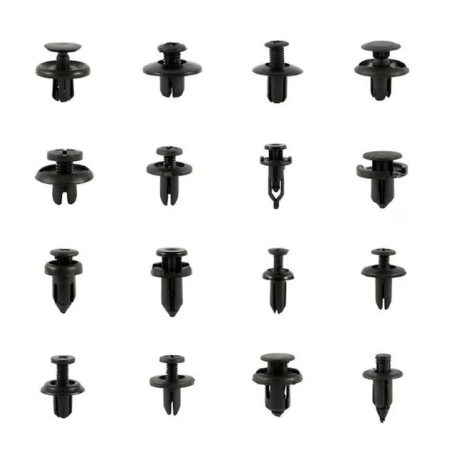 620 db-os autókapcsos készlet, műanyag, univerzális, 16 különböző modell, fekete