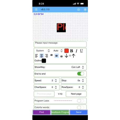 Fekete hátizsák programozható képernyővel (mobiltelefonról vezérelhető)