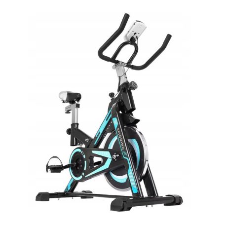 Fekete-kék profi spinning bike, szobabicikli
