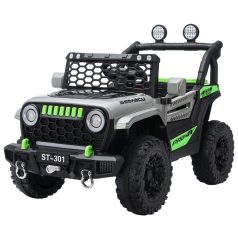   Elektromos autó dupla motorral és dupla akkumulátorral szürke színben szülői távirányítóval bőr üléssel