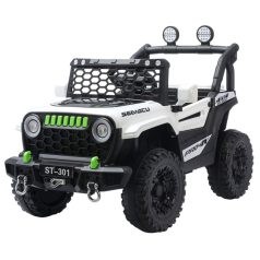   Elektromos autó dupla motorral és dupla akkumulátorral fehér színben szülői távirányítóval bőr üléssel