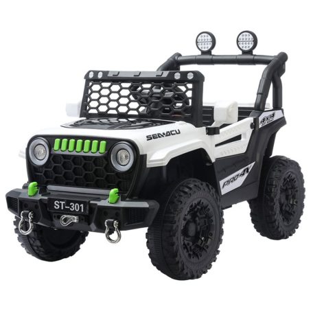 Elektromos autó dupla motorral és dupla akkumulátorral fehér színben szülői távirányítóval bőr üléssel