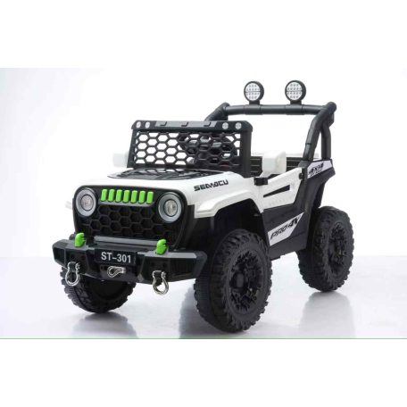 Elektromos autó dupla motorral és dupla akkumulátorral fehér színben szülői távirányítóval bőr üléssel