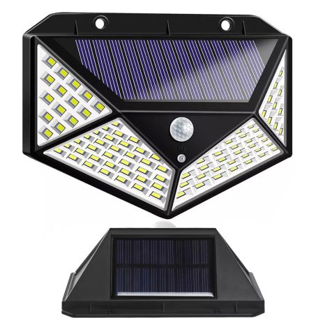 100 LED-es napelemes szolár lámpa mozgásérzékelővel